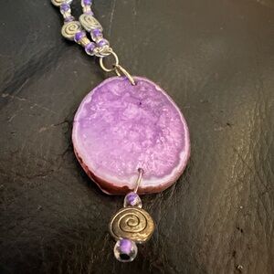 Purple Agate Pendant Necklace